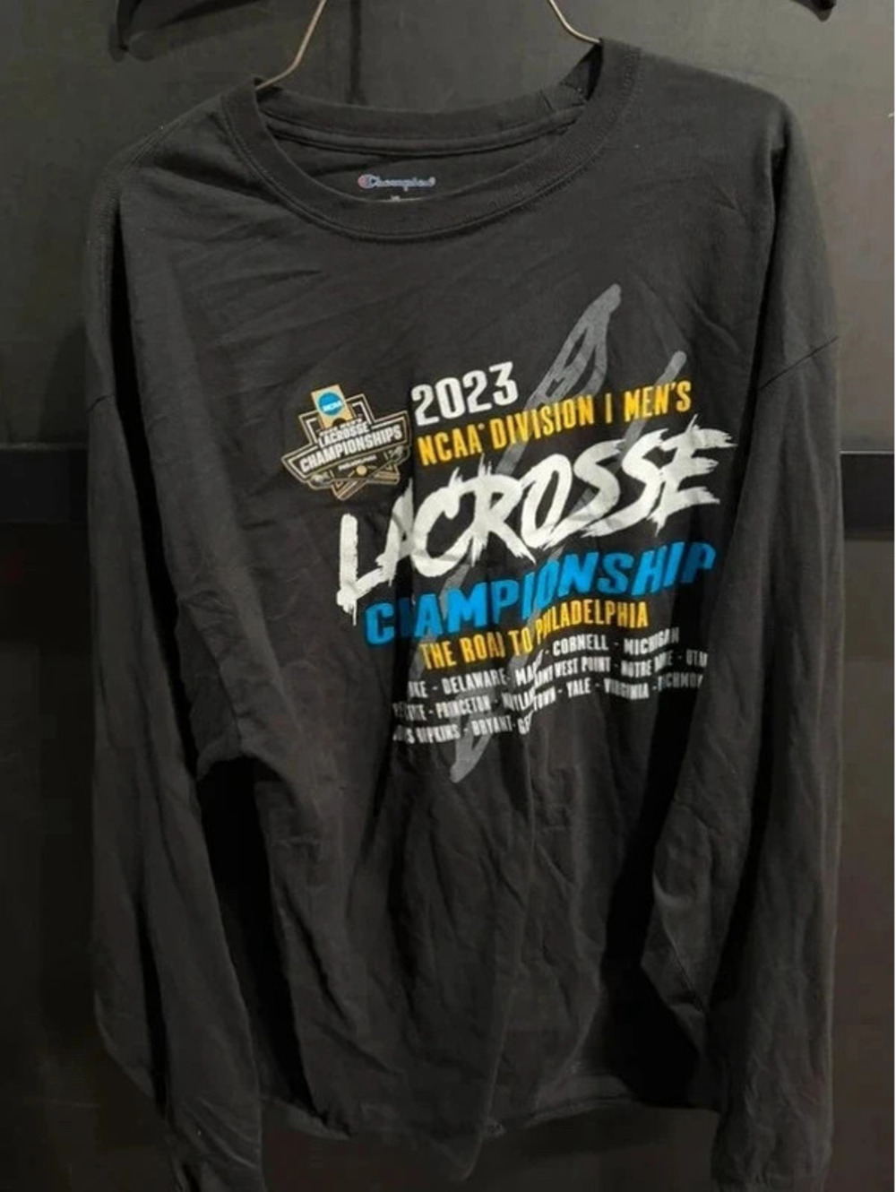 Champion Men's Black 2023 NCAA Lacrosse Championship Long-Sleeve Tee